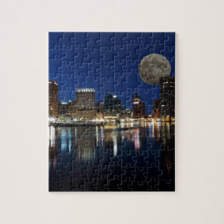 Downtown Baltimore Maryland Dusk Skyline Moon Legpuzzel