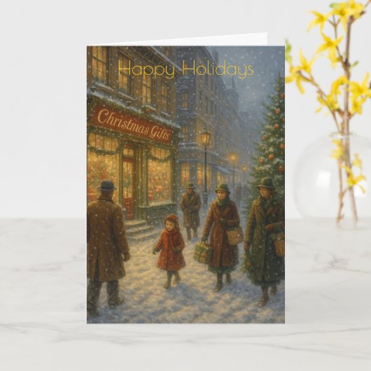 Downtown Big City Christmas Custom Christmas Card Kaart (Gele Bloem)