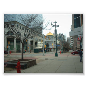 Downtown Buffalo NY op Main en W Chippewa Foto Afdruk