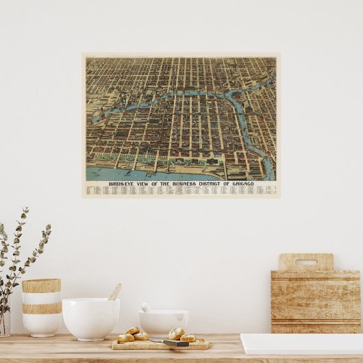 Downtown Chicago, 1898 (Poole Bros) BigMapBlog.com Poster (Keuken)