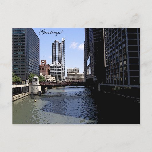 Downtown Chicago aan de rivier Briefkaart (Voorkant)