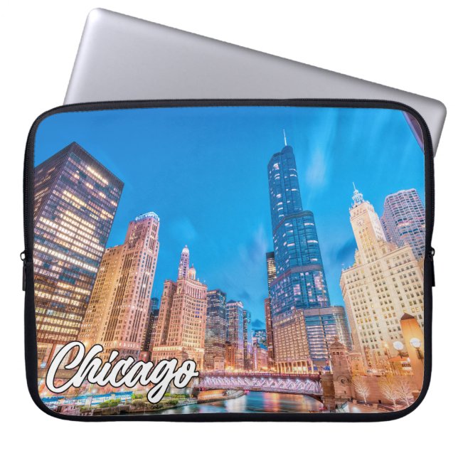 Downtown Chicago, Illinois, Verenigde Staten Laptop Sleeve (Voorkant)