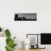 Downtown Chicago Skyline Panorama Monochrome Poster (Thuiskantoor)