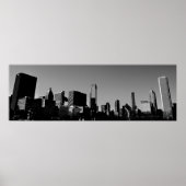 Downtown Chicago Skyline Panorama Monochrome Poster (Voorkant)