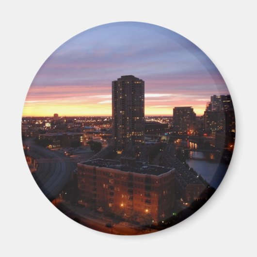 Downtown Chicago Sunset Magneet (Voorkant)