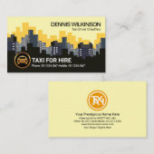 Downtown City Skyline Yellow Taxi Cab Driver Visitekaartje (Voorkant / Achterkant)