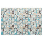 Downtown Crowd Faces Blue/Beige ID494 Stof (Fat Quarter)