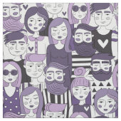 Downtown Crowd Faces Paarse ID494 Stof (Swatch)