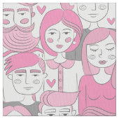 Downtown Crowd Faces Pink ID494 Stof (Close Up)