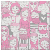Downtown Crowd Faces Pink ID494 Stof (Swatch)