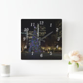 Downtown Dallas Kerstmis Wandklok (Huis)