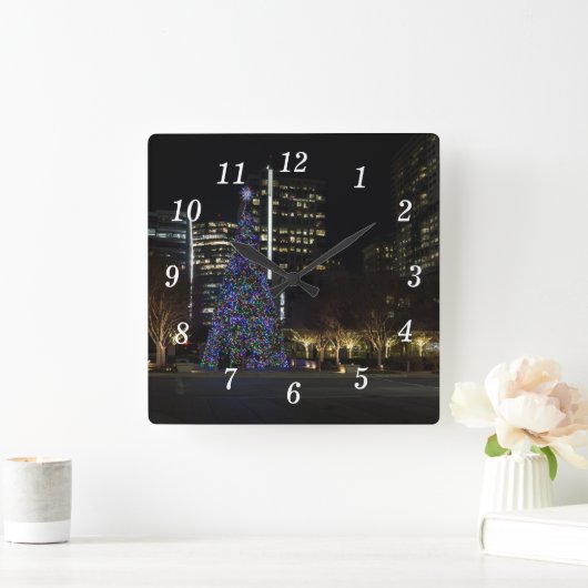 Downtown Dallas Kerstmis Wandklok (Huis)