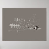 Downtown Dallas Skyline Cityscape Digital Drawing Poster (Voorkant)