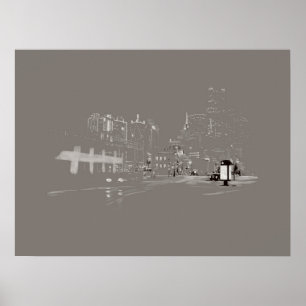 Downtown Dallas Skyline Cityscape Digital Drawing Poster