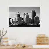Downtown Detroit B/W Poster (Keuken)