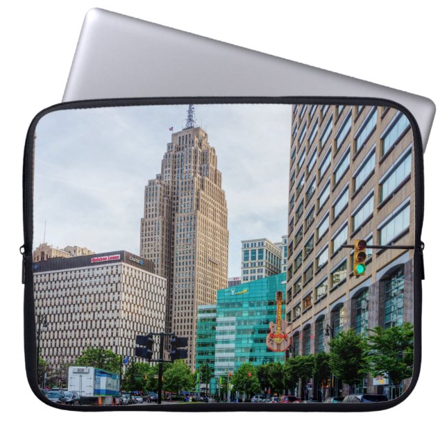 Downtown Detroit Laptop Sleeve (Voorkant)