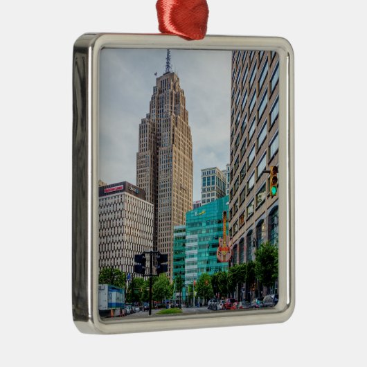 Downtown Detroit Metalen Ornament (Rechts)