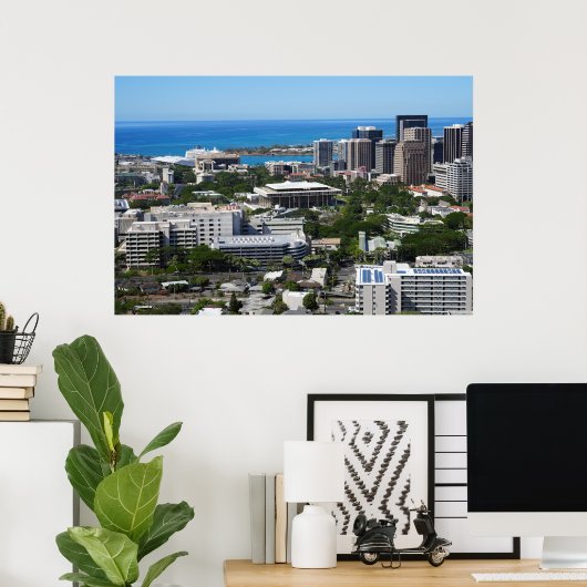 Downtown Honolulu City View Poster (Thuiskantoor)