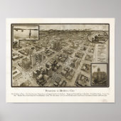 Downtown Houston Texas 1912 Antiek Panoramic Map Poster (Voorkant)