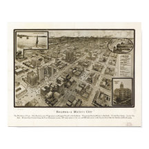 Downtown Houston Texas 1912 Antiek Panoramic Map