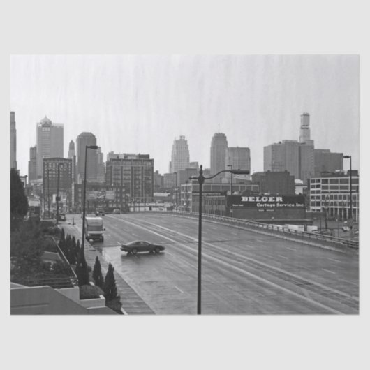Downtown Kansas City, Missouri Black & White Photo Tissuepapier (Voorkant)