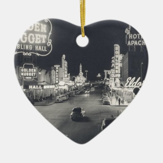 Downtown Las Vegas Retro Keramisch Ornament (Voorkant)
