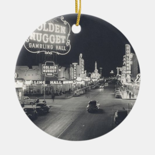 Downtown Las Vegas Retro Keramisch Ornament (Voorkant)