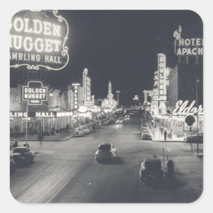 Downtown Las Vegas Retro Vierkante Sticker