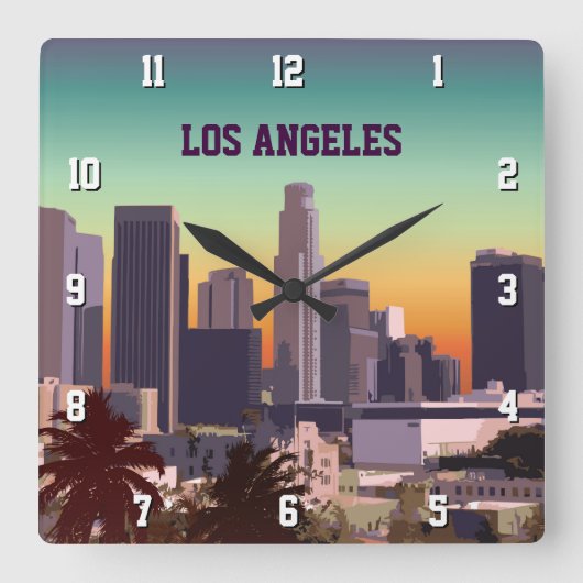 Downtown Los Angeles, CA Vierkante Klok (Voorkant)