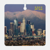 Downtown Los Angeles, met San Gabriel-gebergte, Metalen Ornament (Achterkant)