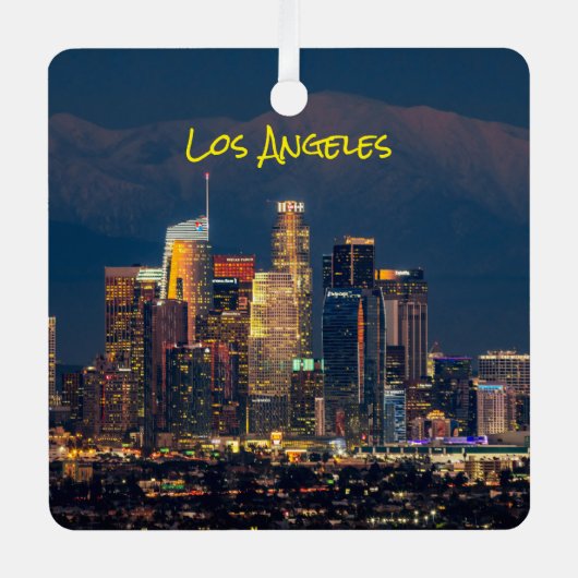 Downtown Los Angeles, met San Gabriel-gebergte, Metalen Ornament (Voorkant)