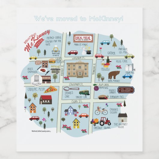 Downtown McKinney Texas Wijnlabel Wijn Etiket (Enkel label)