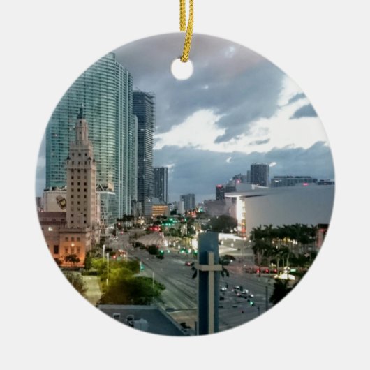 Downtown Miami Keramisch Ornament (Voorkant)
