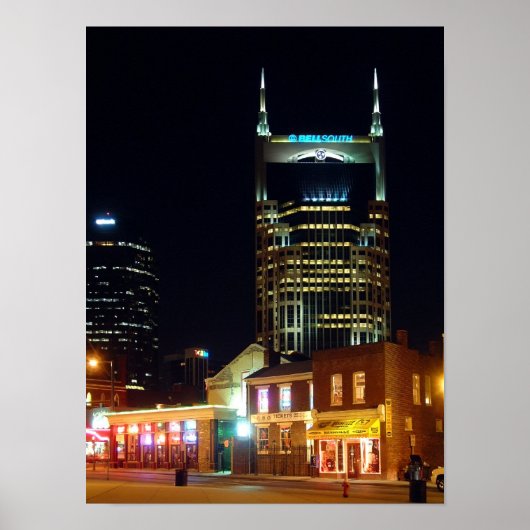 Downtown Nashville Night Poster (Voorkant)