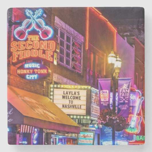 Downtown Nashville Tennessee Nightlife Stenen Onderzetter (Voorkant)