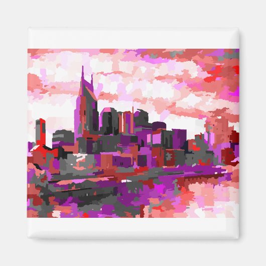 Downtown Nashville Tennessee Skyline Magneet (Voorkant)