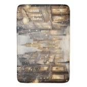 Downtown Night Winter Sneeuwval Gold Zwart Badmat (Voorkant Verticaal)