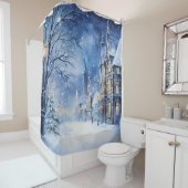  Downtown Night Wintersneeuw Douchegordijn (In situ)