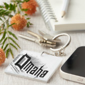 Downtown Omaha Ghost Sign T-Shirt Sleutelhanger (Voorkant Rechts)