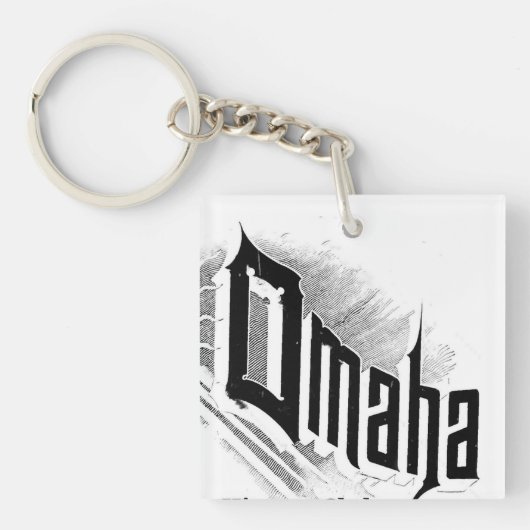 Downtown Omaha Ghost Sign T-Shirt Sleutelhanger (voorkant)