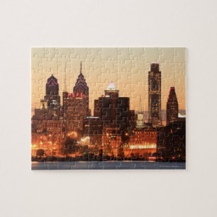 Downtown Philadelphia, Pennsylvania bij zonsonderg Legpuzzel