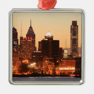 Downtown Philadelphia, Pennsylvania bij zonsonderg Metalen Ornament