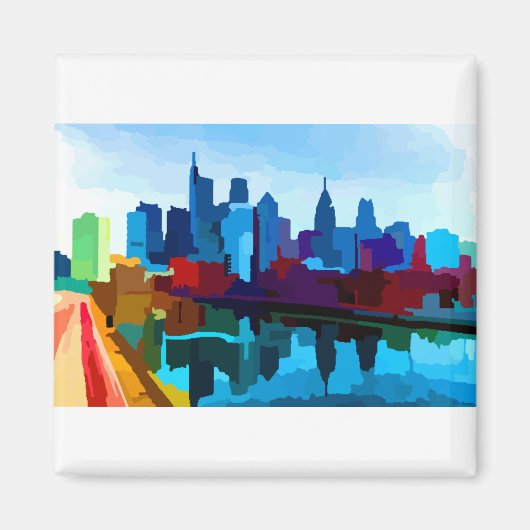 Downtown Philadelphia Pennsylvania Skyline Magneet (Voorkant)