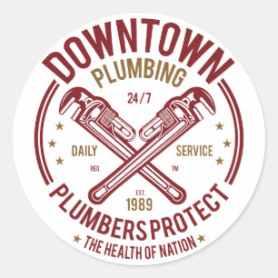Downtown Plumbing Daily Service 24/7 Plumber Ronde Sticker