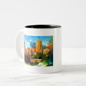 Downtown Raleigh North Carolina Skyline Tweekleurige Koffiemok (Voorkant links)