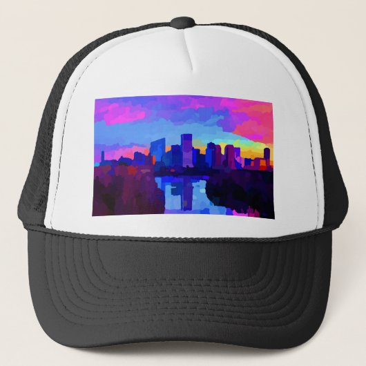 Downtown Richmond Virginia Skyline op Sunset Trucker Pet (Voorkant)