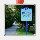 Downtown Rockford Michigan Sign Metalen Ornament (Voorkant)