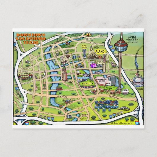 Downtown San Antonio Texas Briefkaart (Voorkant)