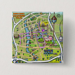 Downtown San Antonio Texas Vierkante Button 5,1 Cm