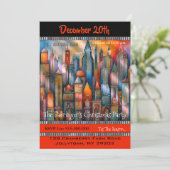 Downtown SnowyKnight Kerstfeest uitnodiging (Staand voorkant)